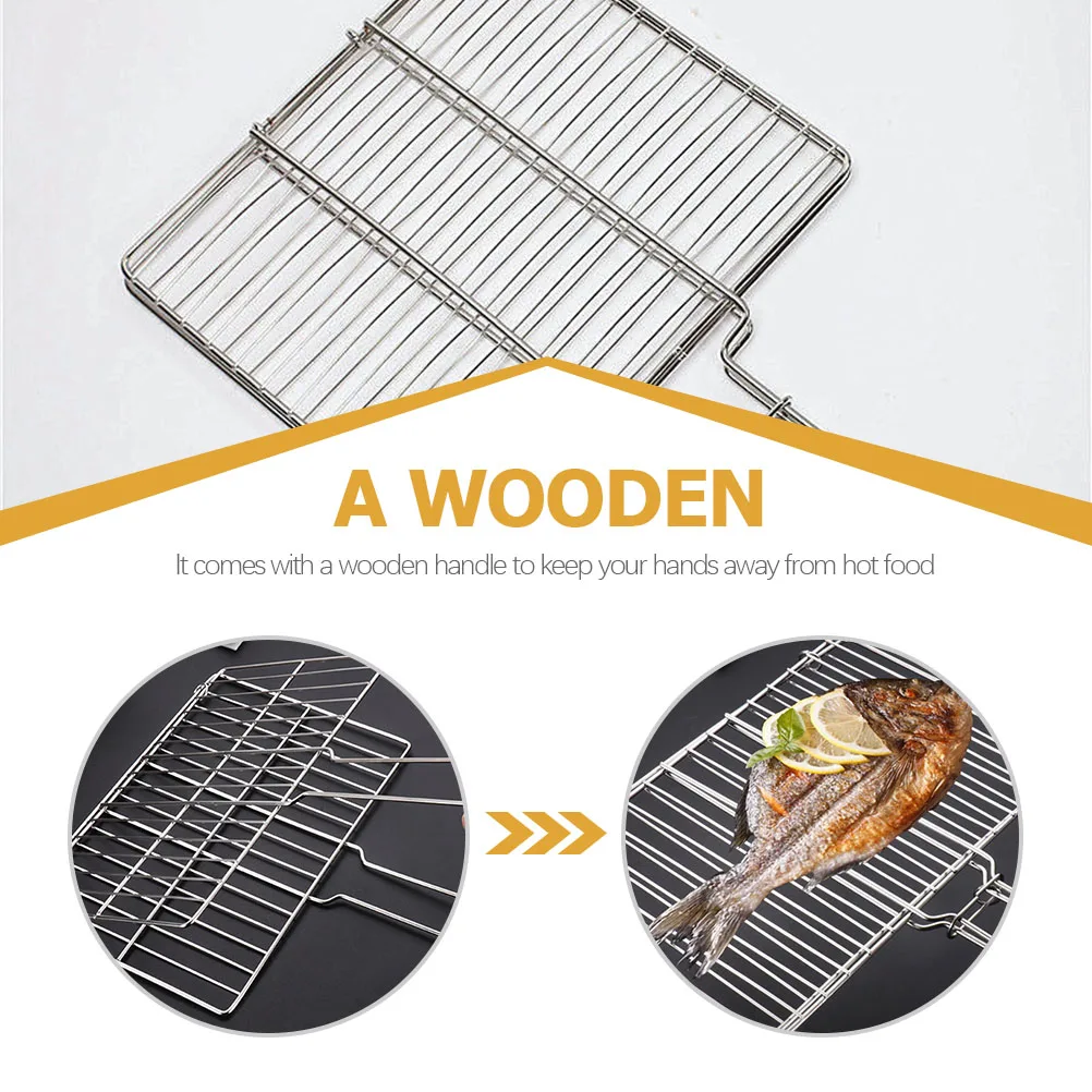 

Thickened Fish Grill Rack Stainless Steel BBQ Tools Grilling Basket Outdoor Camping Anti Scalding Easy Clean Beef Mesh