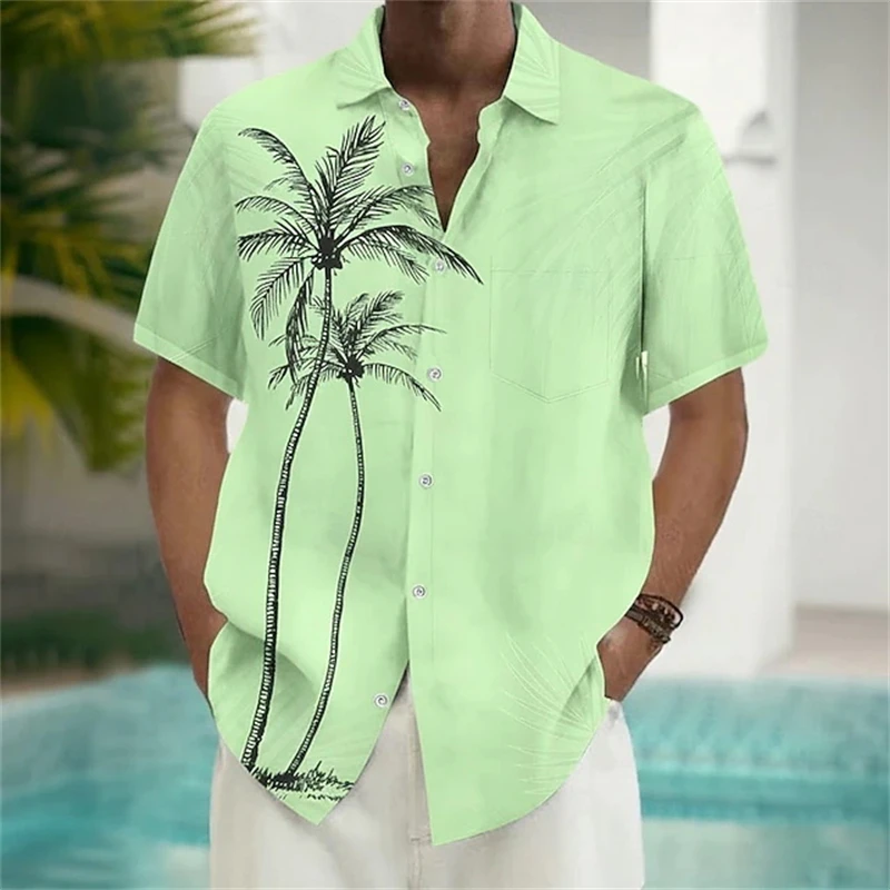 

Men's Hawaiian Shirts Oversized Beach Short Sleeve Summer Fashion Coconut Tree 3D Print Shirts Tees Tops Casual Clothes Y2k Tops