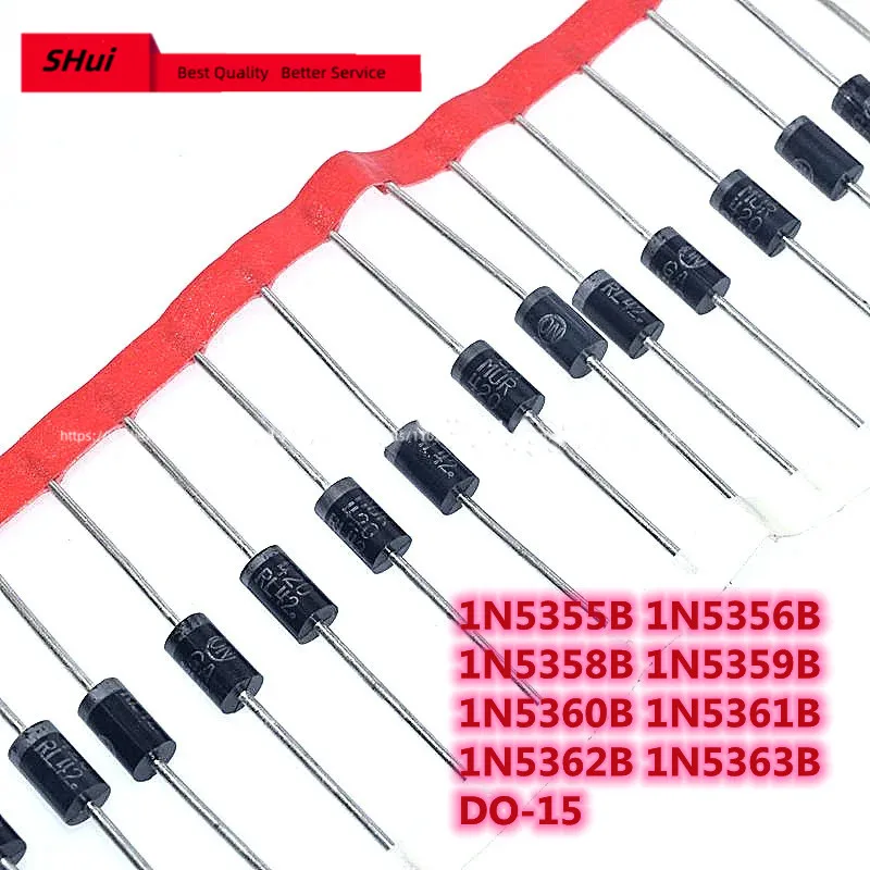 50PCS Zener diode 5W 18V 19V 20V 22V 24V 25V 27V 28V 30V 1N5355B 1N5356B 1N5358B 1N5359B 1N5360B 1N5361B 1N5362B 1N5363B DO-15