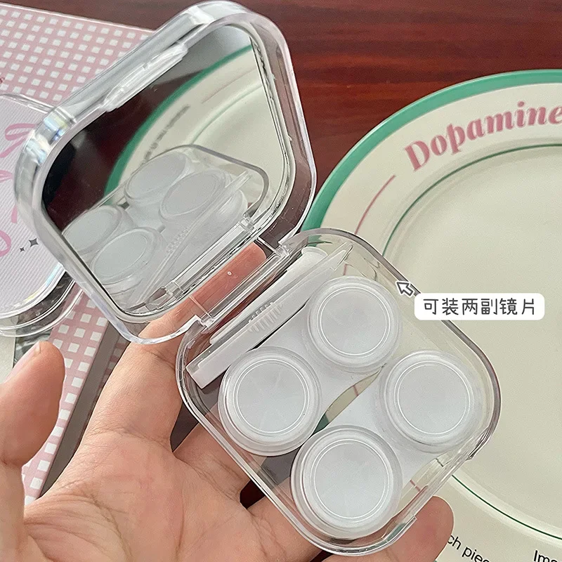 New Cute Rabbit Lens Container Women  Bow Knot Contacts Lens Case Men Color Contact Lenses Storage Box Portable Travel Set