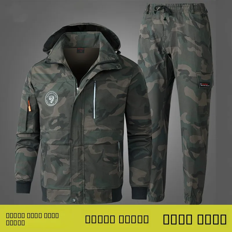 Conjunto de Roupas de Trabalho Masculinas em Camuflagem, Casual, Respirável, de Algodão Elástico, Roupas de Trabalho Duráveis e Resistentes à Sujeira, Coleção Primavera-Outono