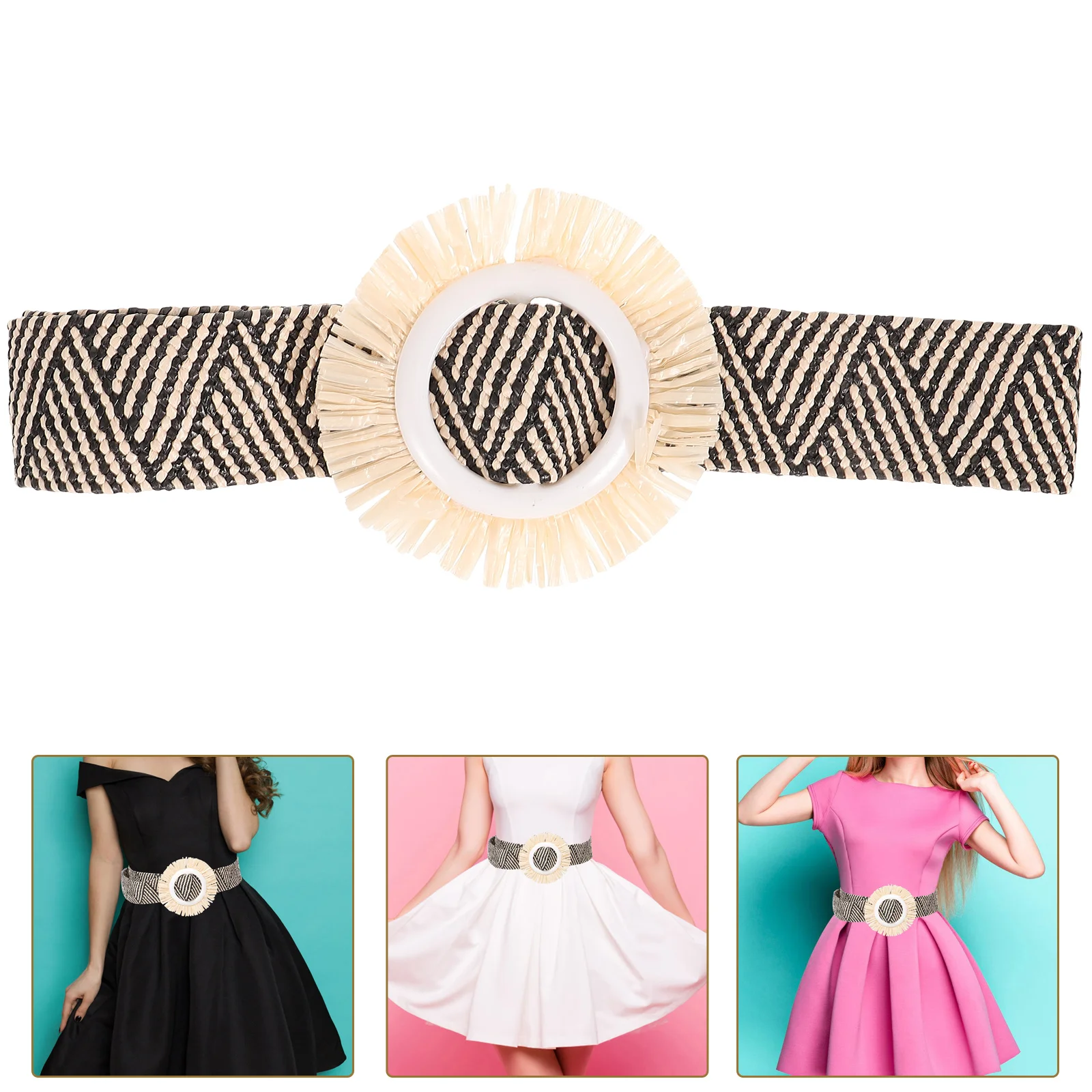 

Elastic Braided Belt Wide Adjustable Women Dress Belts Stretchy Woven Waist Belt for Dresses Comfortable Durable