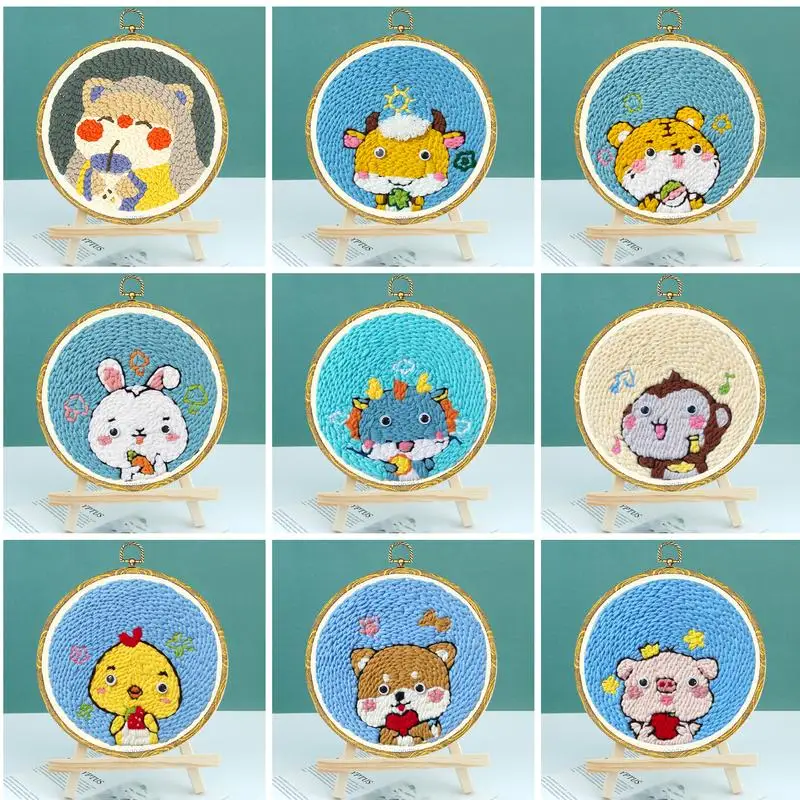 

GATYZTORY Embroidery Set Punching Needle Animal Beginner Adjustable Set Punching Device Adult and Children's Adornment