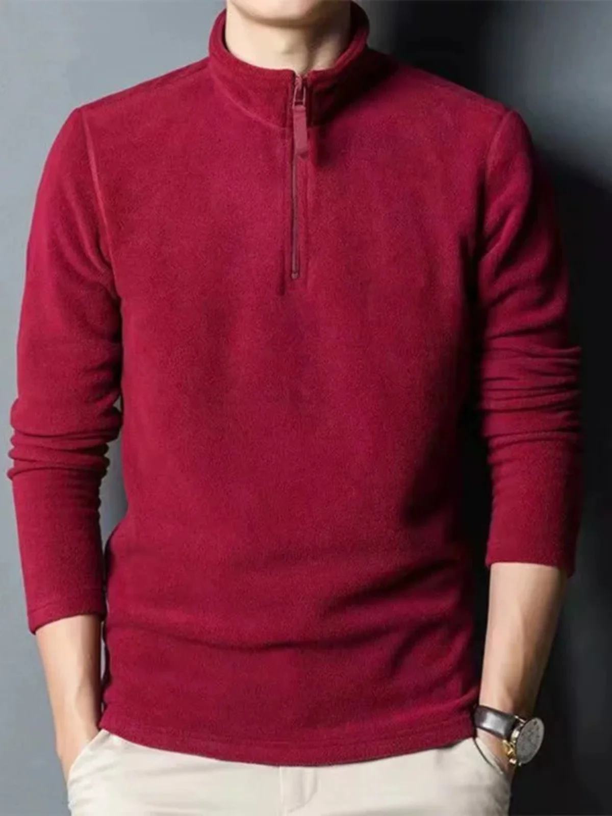 

Double-Sided Fce Outdoor Men's Jaet Lightweight Warm Base Layer irt Busin Casual Faion Urban Sle Thiened Long...