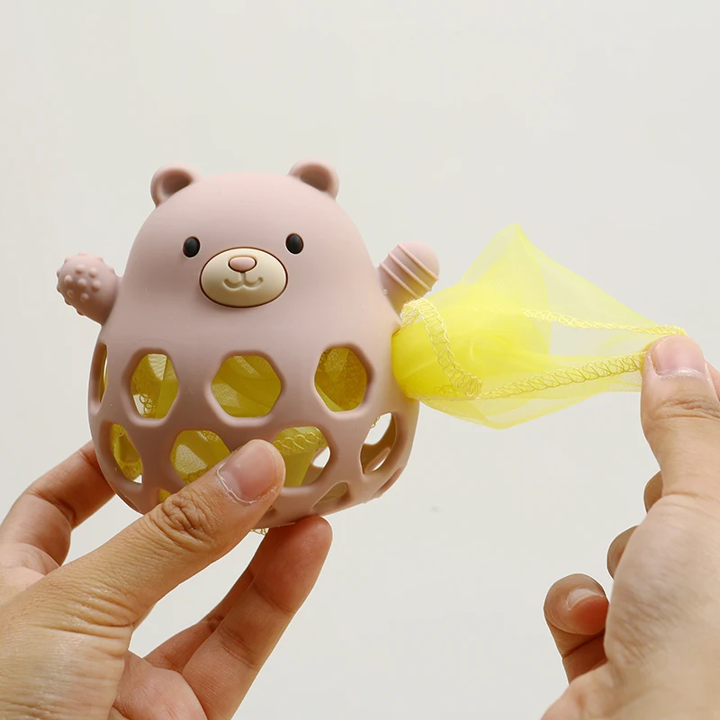 Jouets pour bébé ours de dessin animé, anneaux de dentition en Silicone sans BPA, cadeaux pour nouveau-nés, facile à saisir, anneau de dentition pour garçons et filles, jouet à mâcher