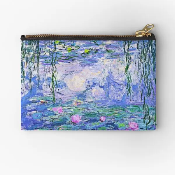 Claude Monet Water Lilies  Zipper Pouches Coin Pure Socks Underwear Wallet Bag Key Storage Cosmetic Small Panties Packaging