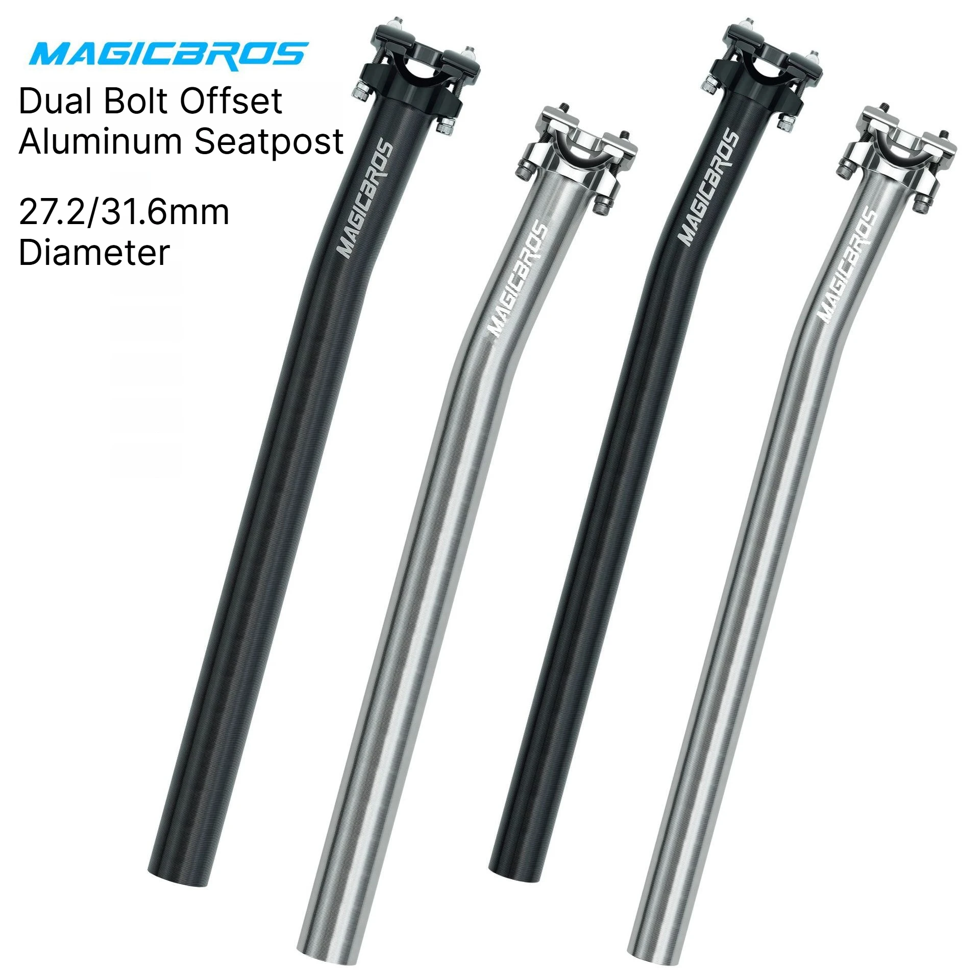MAGICBROS Dual Bolt Offset Aluminium-Sattelstütze 27,2/31,6 mm Durchmesser für MTB Downhill Bike Dirt Jump Bike – Detail 1