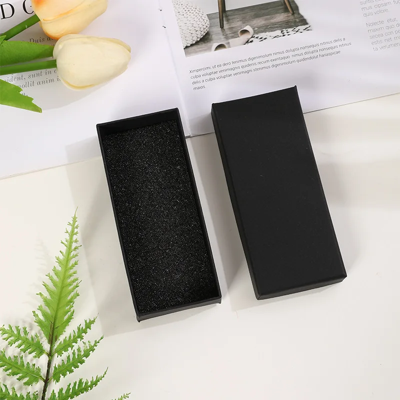 Customized High-end Keychain Box Rectangular Car Box Black Top and Bottom Lid Paper Box In Stock