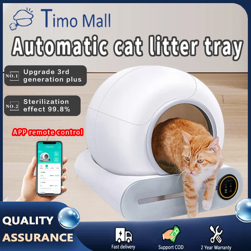 Slimme kat. Pan Automatische Scooper Elektrische Kat. Doos halfgesloten. Pan Control Automatische reiniging Kattenhuis