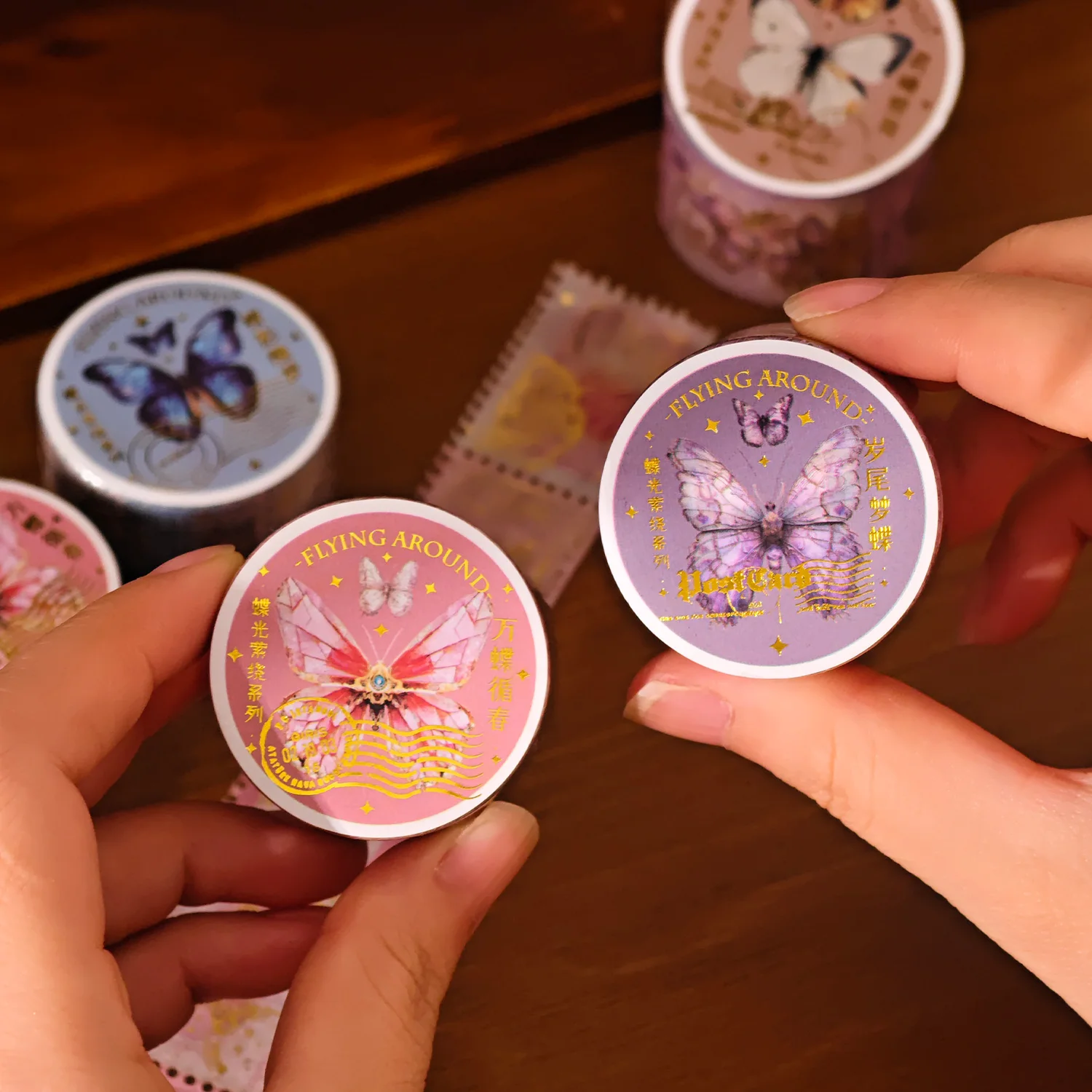 Washi Tape Butterfly Light Lingering Series Ins Style Hot Stamping Butterfly Theme Handbook DIY Decorative Material Sticker