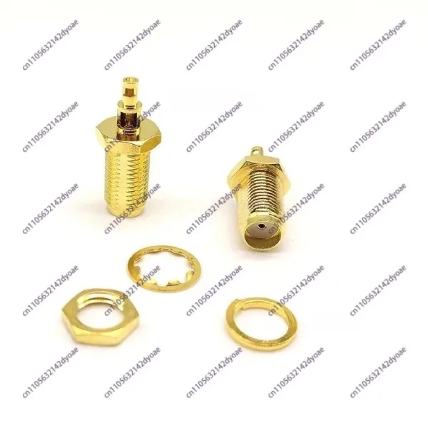 100PCS RPSMA RP-SMA RP SMA Female Splitting Two Windows O-ring Bulkhead Panel Washer Nut Solder 1.13 Cable Brass