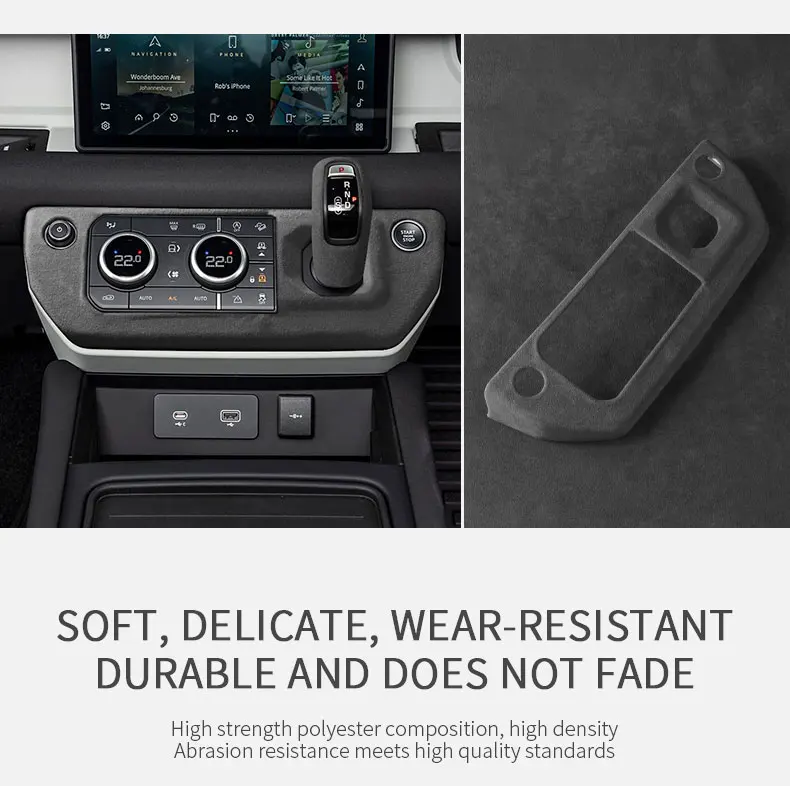 Hergestellt aus Alcantara-Wildleder-Innenraum, zentraler Schalthebel, Konsolen-Deckel, Scheide, Schale, Abdeckung für Land Rover DEFENDER 2020–2022, Zubehör – Detail 11