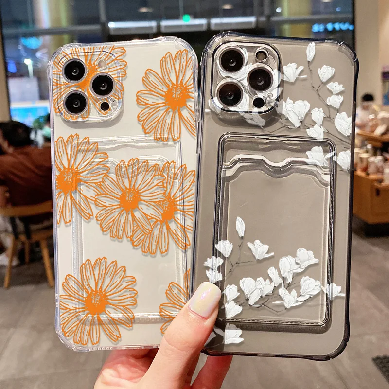 Daisy Flower Phone Case For iPhone 17 Pro Max Air 16e 15 13 14 11 12 16 Pro 7 8 Plus SE XR XS Wallet Card Slot Bag Holder Cover view 3
