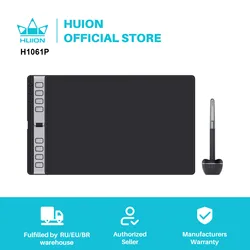 HUION Inspiroy 2 L H1061P Drawing Tablet with Scroll Wheel 3-Set 8 Customized Keys Battery-Free Pen for Art, Design, Sketch, 10x