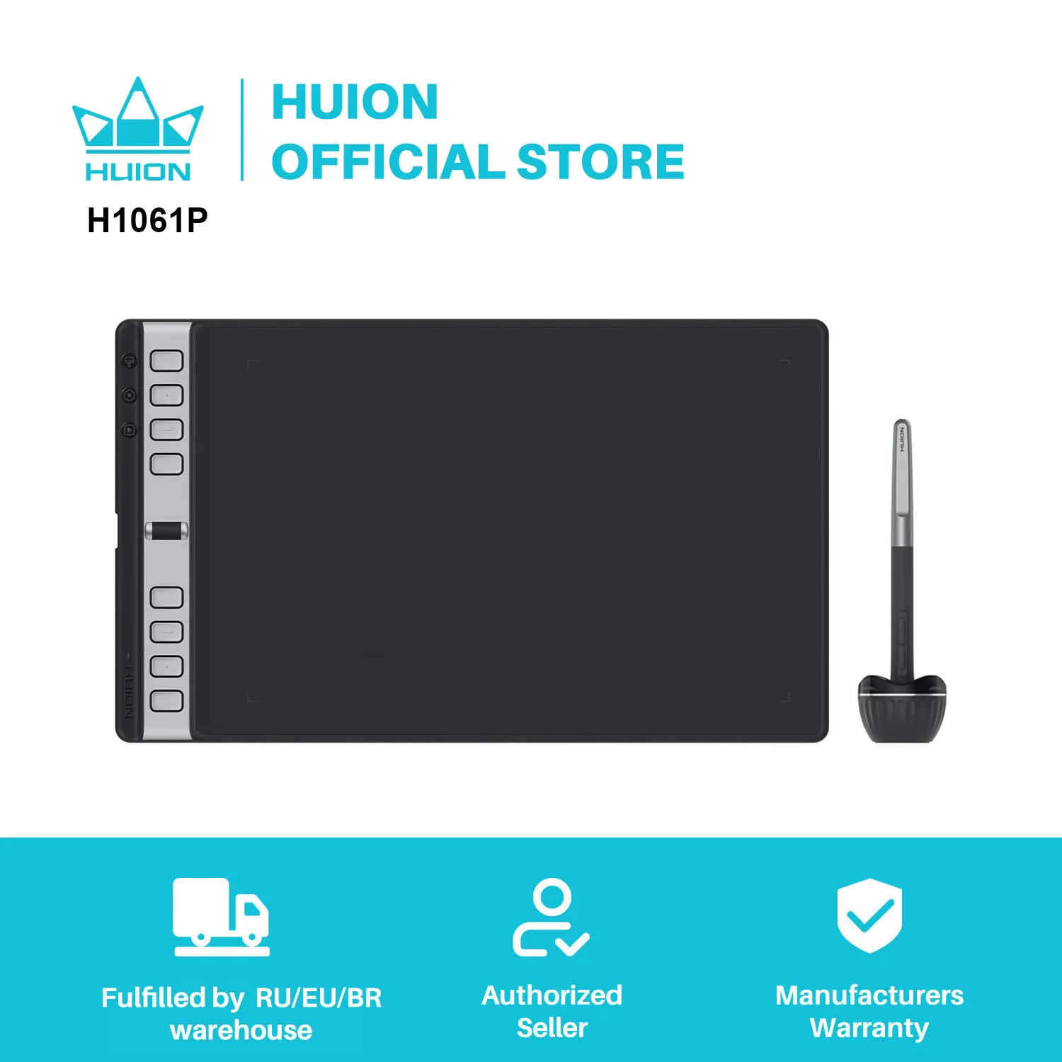HUION Inspiroy 2 L H1061P Tablet graficzny z kółkiem przewijania 3-zestaw 8 dostosowanych kluczy darmowy długopis baterii do grafiki, projektowania, szkicu, 10x