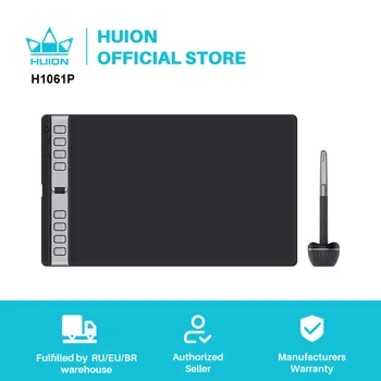 HUION Inspiroy 스크롤 휠 드로잉 태블릿, 배터리 프리 펜, 아트, 디자인, 스케치, 10x, 2 L H1061P, 3 세트, 8 맞춤형 키
