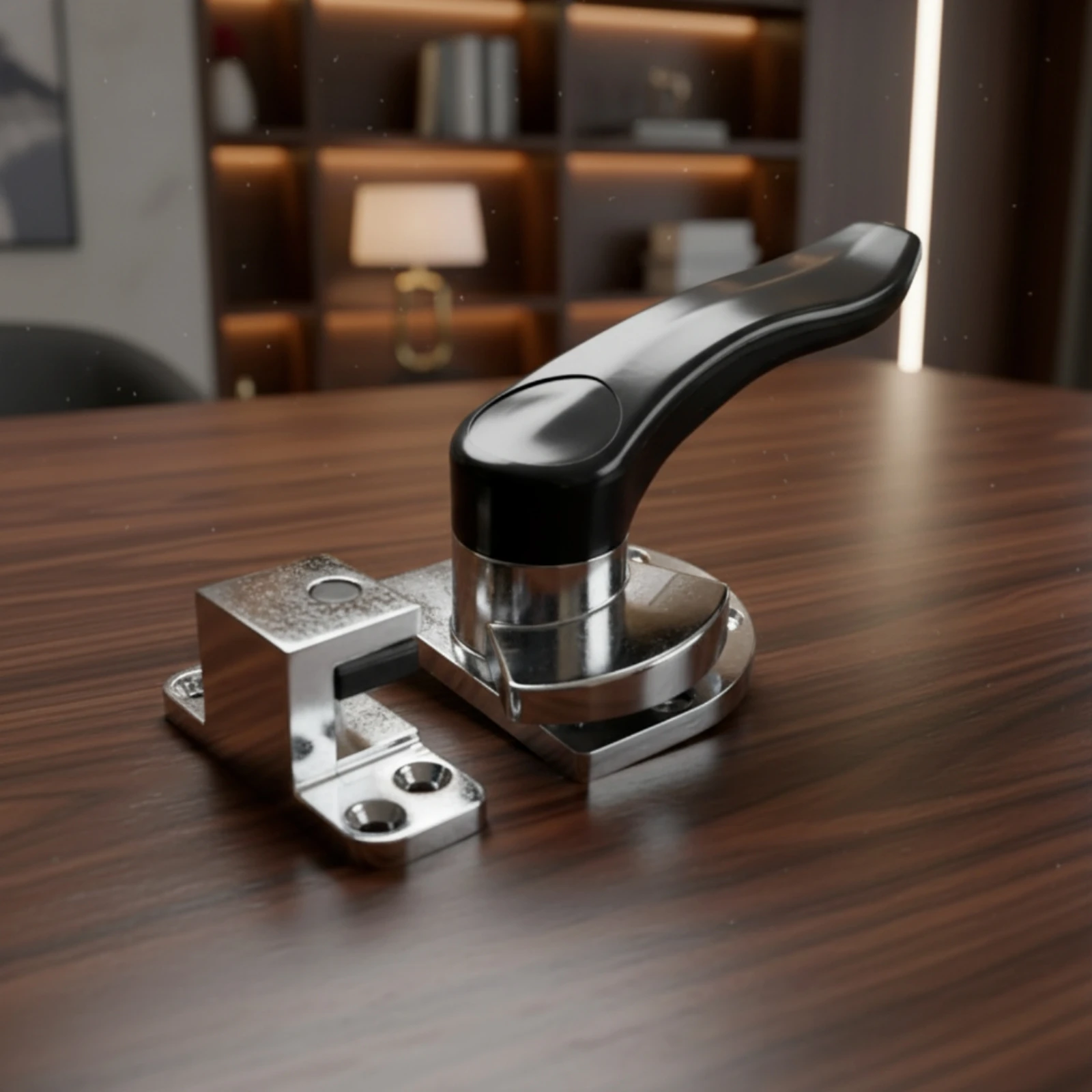 Lever Handle with Strike Plate Zinc Alloy Curved Door Lever Door Handle Assembly Modern Hardware Compact for Homeowners