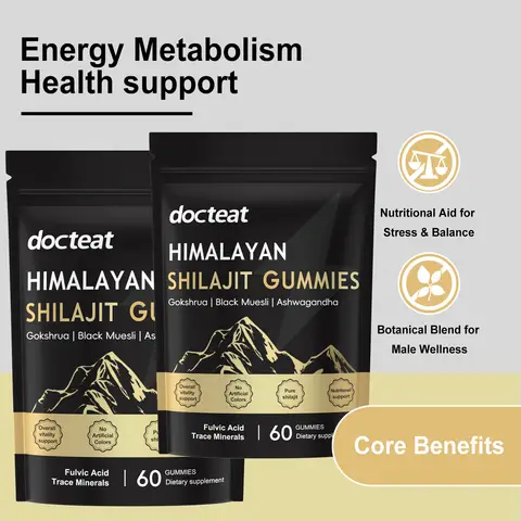 Himalayan Shilajit Gold Gummies 60 Count – with Ashwagandha & Gokshura, 85+ Trace Minerals for Energy Boost, Vitality & Immune Support, Natural Plant-Based Adaptogen Supplement