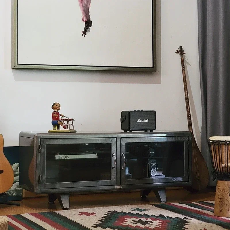 Metal TV cabinet, simple multi-functional storage display cabinet small