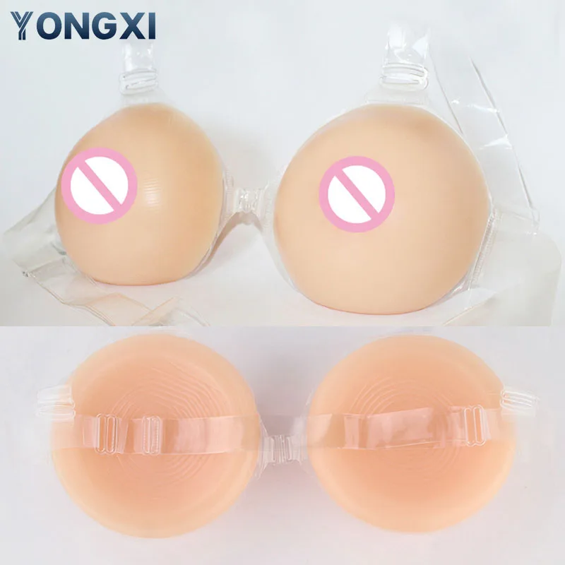 Realistic Silicone Sexy Fake Breast With Transparent Shoulder Strap Huge Boobs For Mastectomy Drag or Sissy Cosplay