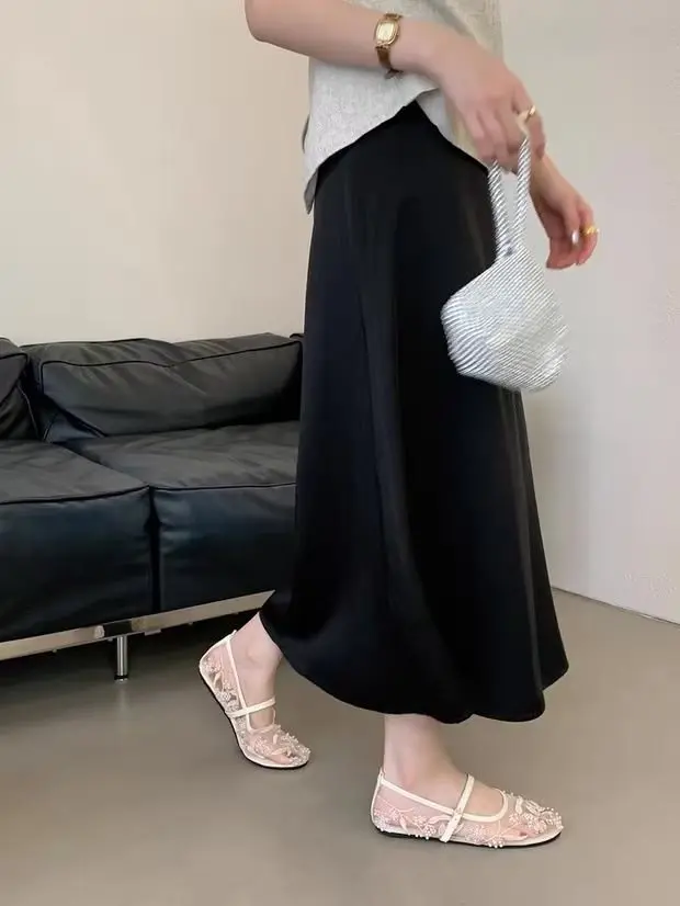 Mesh Embroidery String Bead Design Women Ballet Flats Fashion Buckle Breathable Mary Jane Shoe Comfort Low Heel Soft Flat Sandal