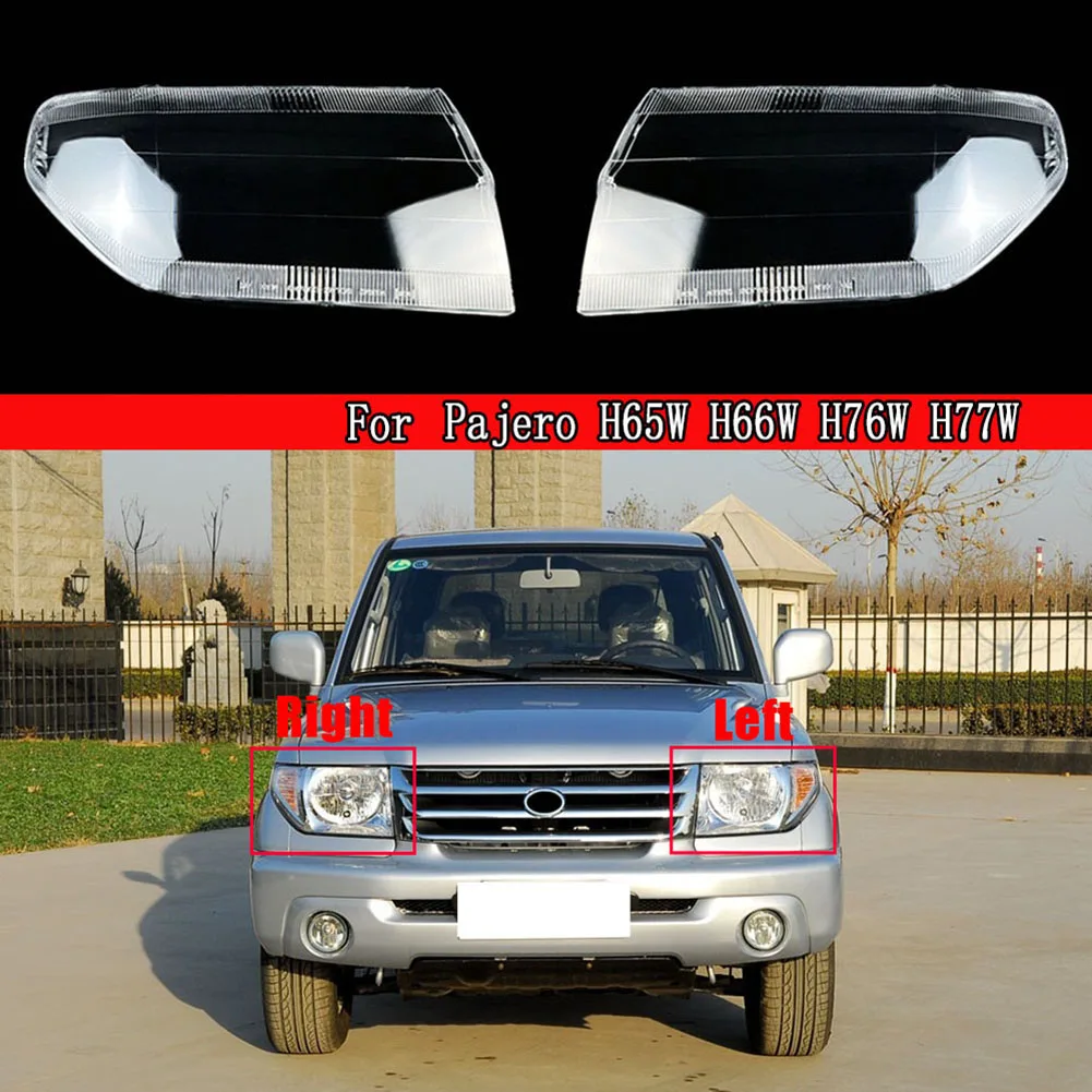 2Pcs Car Front Headlight Lens Cover Headlight Lamp Shell for Mitsubishi Pajero H65W H66W H76W H77W