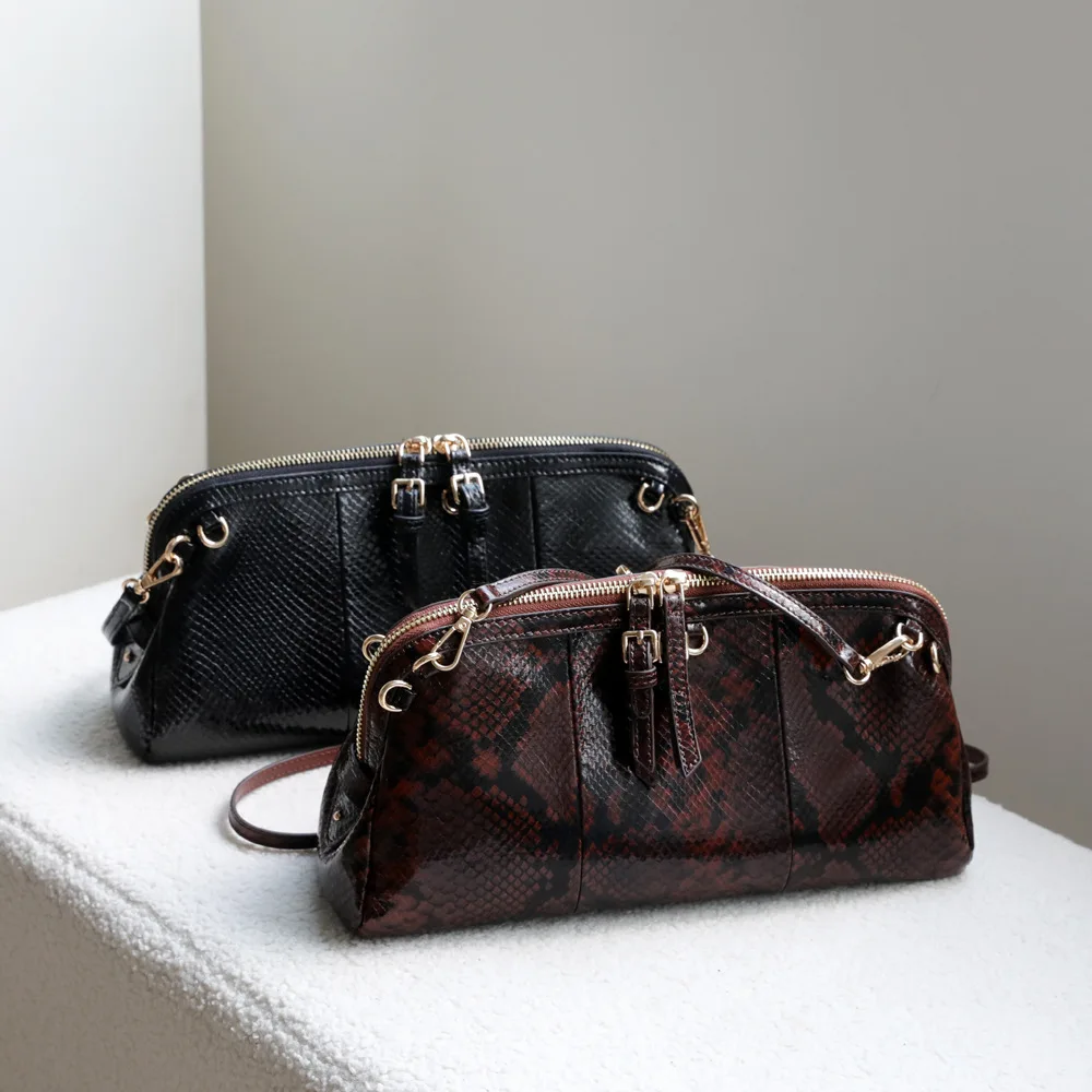 

High End Textured Snake Skin Print Shoulder Bag For Women Genuine Leather Crossbody Backpack Autumn Winter Collection y2k bag