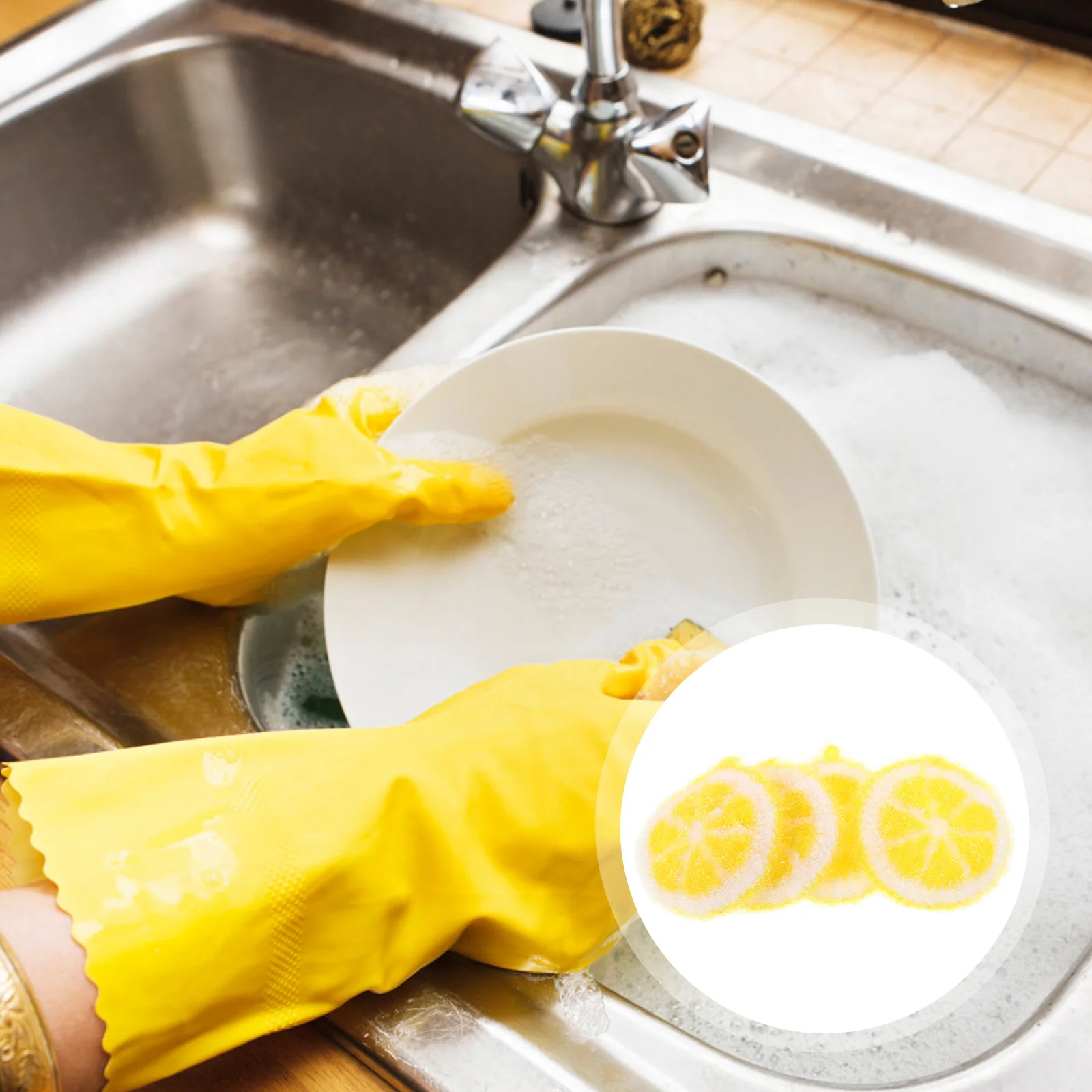 

4 Pcs Lemon Dish Towel Cleaning Accessory Scrubber Pad Towels Polyester Rags for Washing Dishes Cloths