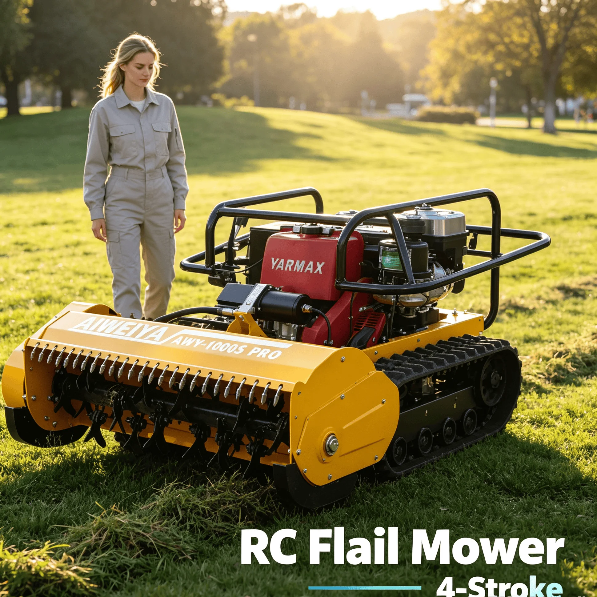Customized Sloped Farm Pasture self-propelled  Gas Remote Controlled Flail Mower, Wear-resistant Tracks Extend Machine Lifespan