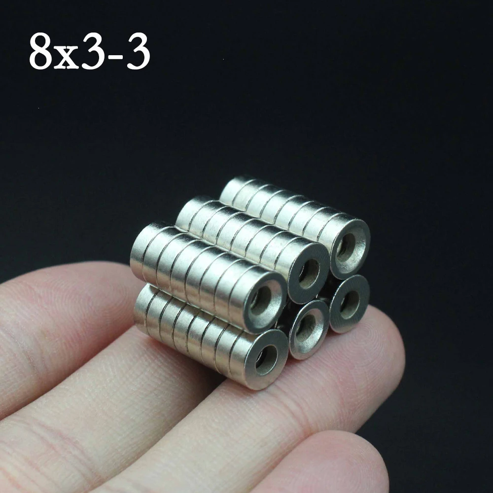 

20-500Pcs 8x3-3 Super Strong Neodymium Round Magnet With Hole 8mm x 3mm - 3mm NdFeB Powerful Permanent Magnetic imanes