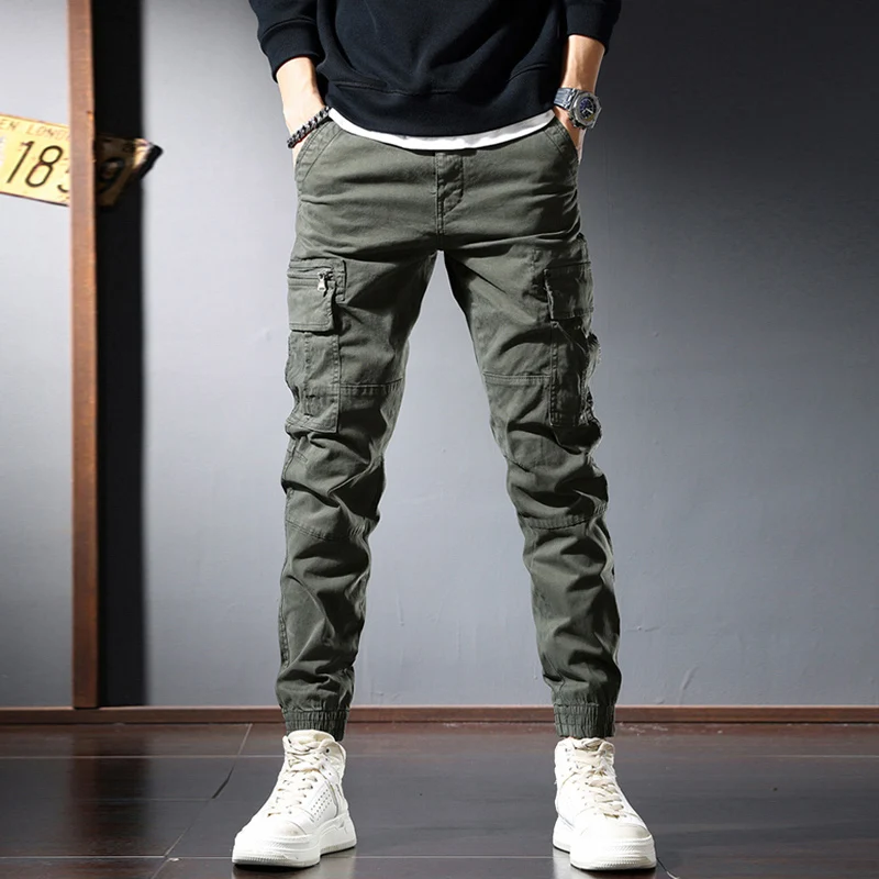 Street Fashion Men Jeans Black Green Loose Fit Big Pocket Casual Cargo Pants Hombre Zipper Designer Hip Hop Joggers Men Overalls