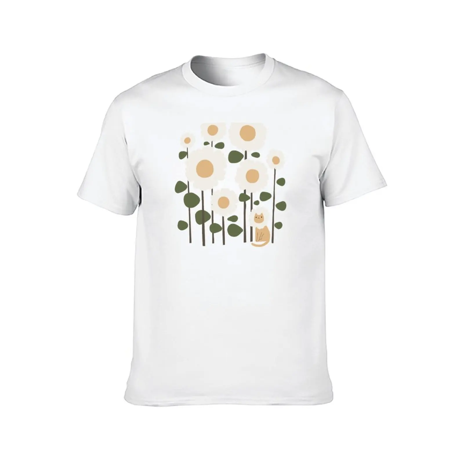 القط والنبات 6: Catmouflage تي شيرت تي شيرت للرجل القطن تي شيرت رجل عادي تي شيرت
