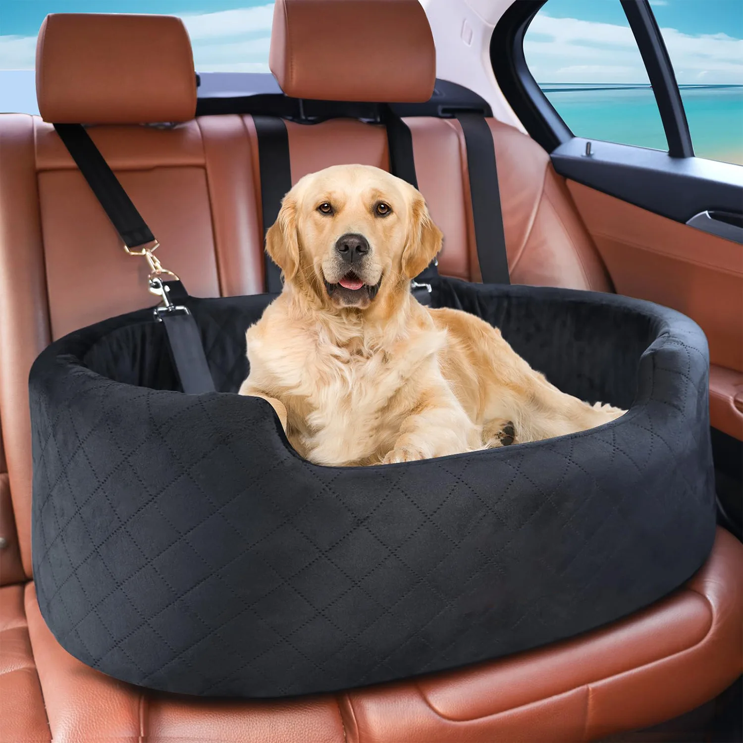 

Removable and Washable Car Pet Nest, Car Travel Nest, Medium and Large Dog Kennel, Multi-functional Comfortable Safety Pet Seat