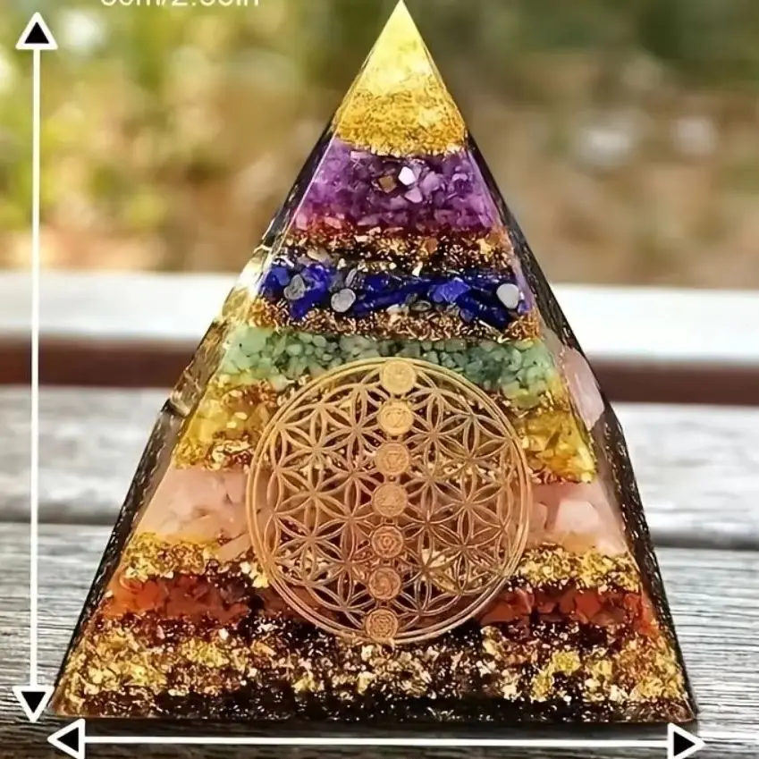 Orgone Pyramid, Seven Layered Chakra Orgone Pyramid, Home Decor, Festival Gift, Desktop Ornament
