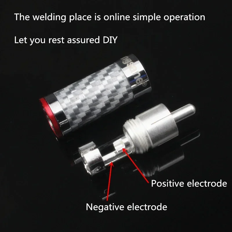 4Pcs HiFi Audio Adapter Carbon Fiber RCA Plug Rhodium Welding Carbon Fiber Signal Cable Connector