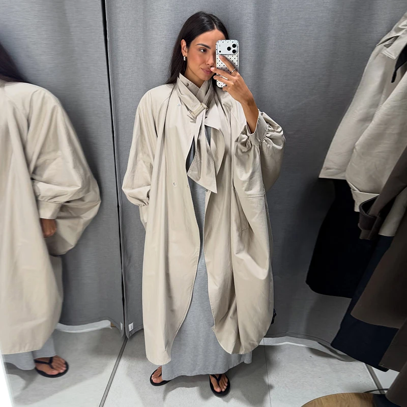 Damen-Windbreaker mit Kordelzug, tailliertem Schnitt, elastischen Ärmelbündchen, kurzem Trenchcoat, Rüschensaum, kurzer Bomberjacke, Streetwear-Oberbekleidung – Detail 12