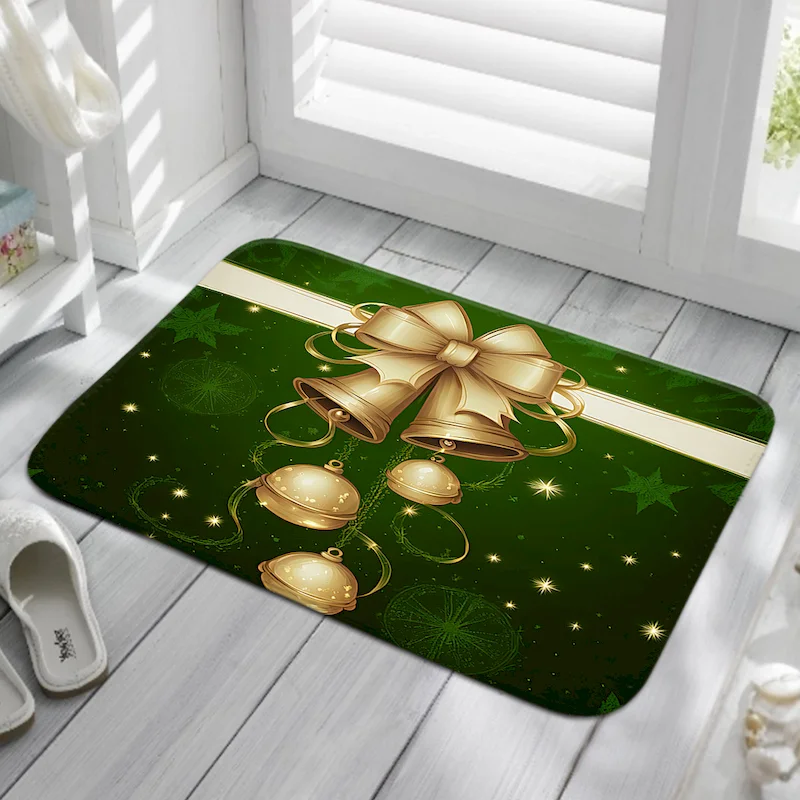 VIKAMA Christmas Clock, Christmas Tree Floor Mat, Anti slip Water absorbing Carpet, Indoor Entrance, Kitchen, Home Decoration
