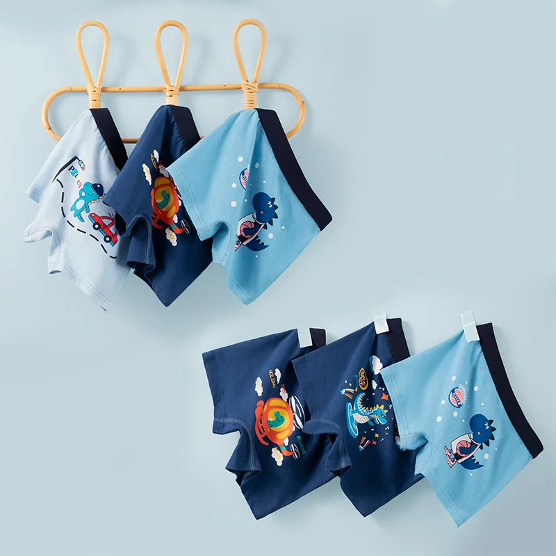 4 Pcs/Lot Children\'s Underwear Boys Panties Underpants Dinosaurs Helicopters Cars Cotton Breathable Kids Shorts Boy Boxer Briefs