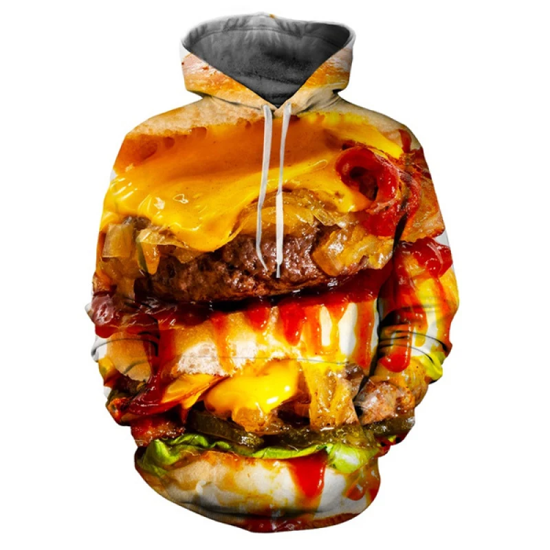 New Funny Hamburger Food 3D Printed Hoodies Men Women Fashion Oversized Sweatshirts Hoodie Male Pullovers Tracksuit Man Clothing