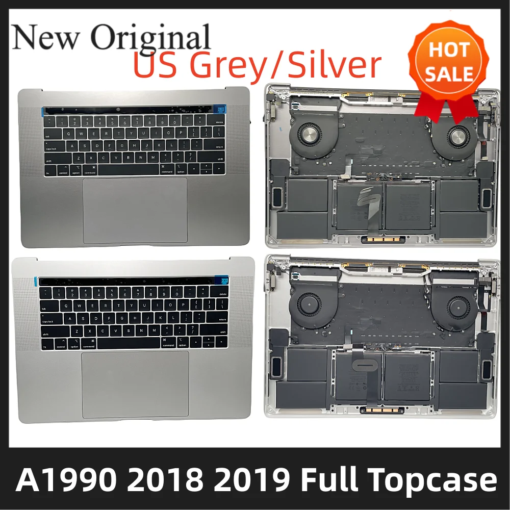 A1990 Full topcase for MacBook Pro Retina 15'' A1990 Mid 2018 2019 EMC 3215 3359 Keyboard+Topcase+Battery+Trackpad Keyboard+fans