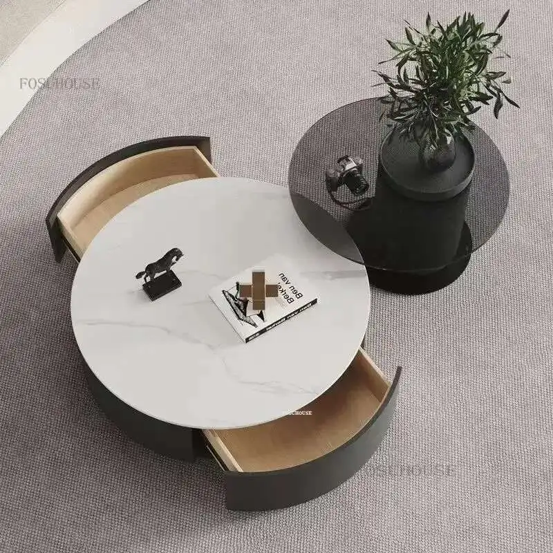 طاولات تخزين الخشب الصلب الصينية مزيج القهوة المستديرة المنزلية الحديثة بسيطة لائحة غرفة المعيشة طاولة مركزية P