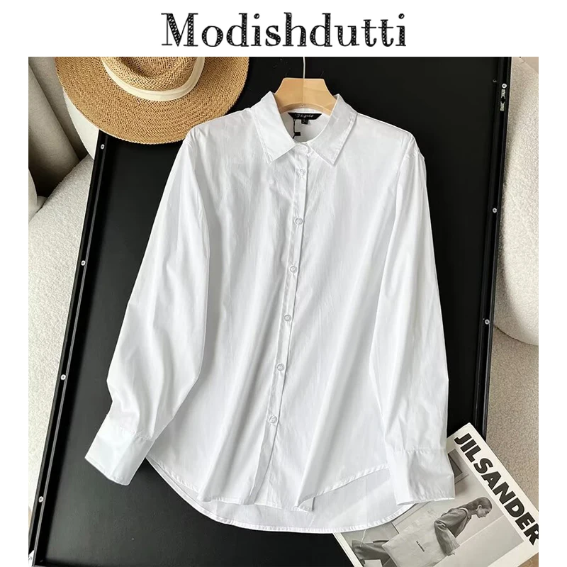 

Modishdutti 2024 Spring Women High Quality Fashion Single-Breasted Shirt Female Solid Causal Long Sleeve Simplicity Blouse Tops