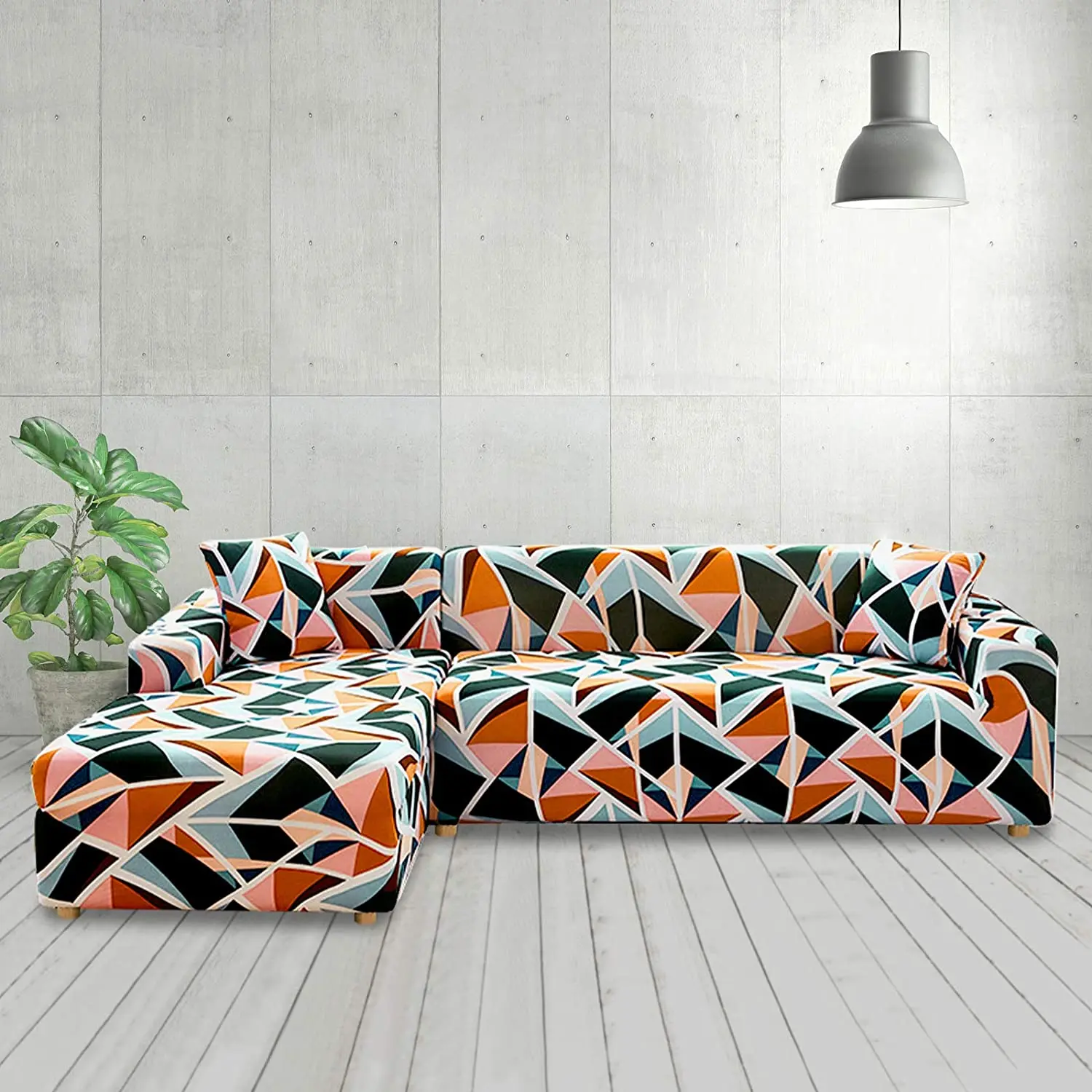 

Geometric Figure Elastic Sofa Cover Combination L Corner Needs To Buy 2pcs Sofa Cover Living Room Universal Sofa Cover 1-4 Sofa