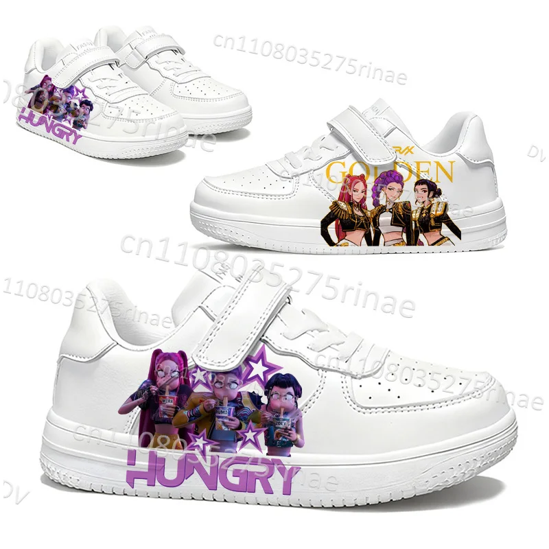 

Hot Selling KPop Demon Hunters Children White Shoes Boys Girls Popular Fashion Design Breathable Comfortable Sneakers Kids Gift