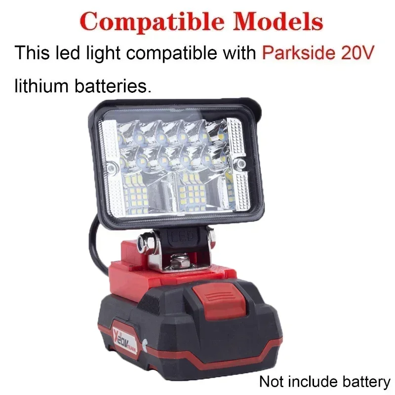 Cordless LED Work Light for Lidl Parkside X20V Li-Ion Battery Portable Outdoor Emergency Light Flashlight Portable Lantern