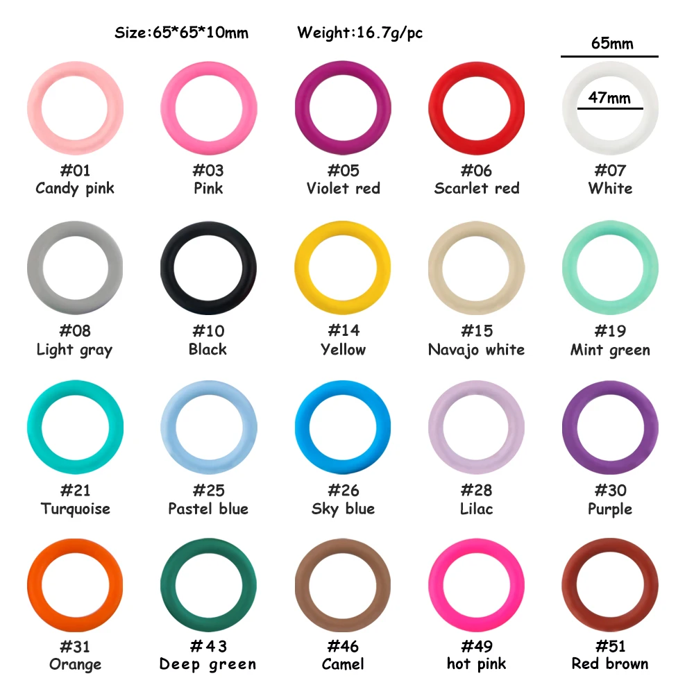 Wholesale 10-100Pcs 65mm Silicone Ring Round Printed Ring Circle For Jewelry Making DIY Jewelry Pendant Handicrafts Accessories