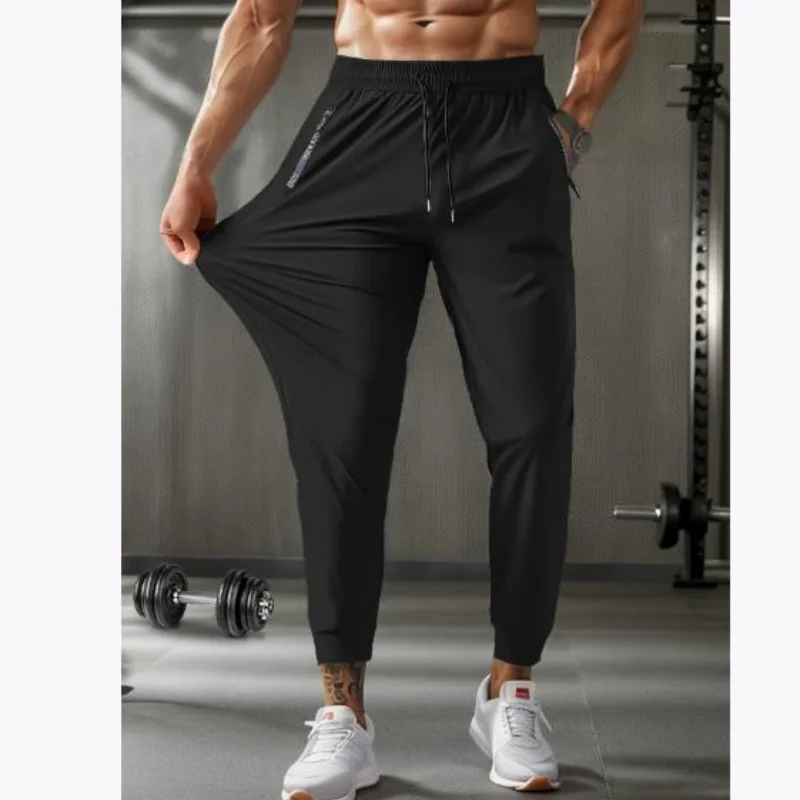 Summer Nylon Pants Men's Thin Breathable Plus Size XXXL Casual Stretch Sports Pants Quick-drying Trousers Black Grey