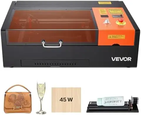45W CO2 Laser Engraver, 12 x 8 in, Desktop CO2 Laser Engraver Cutter hine with Rotary Axis, Air Assist, Engraving hine