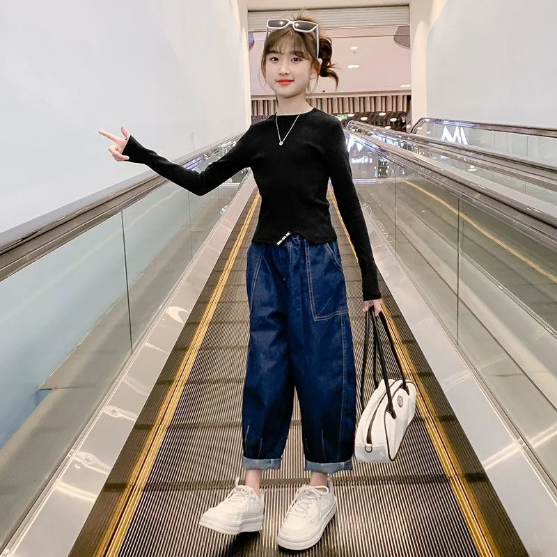 

Cropped Slit Top Clothes for Girls of 11 and 12 Years Kids Tween Girl Shirt Teenage 9 10 Elementary School Student Woman T-shirt