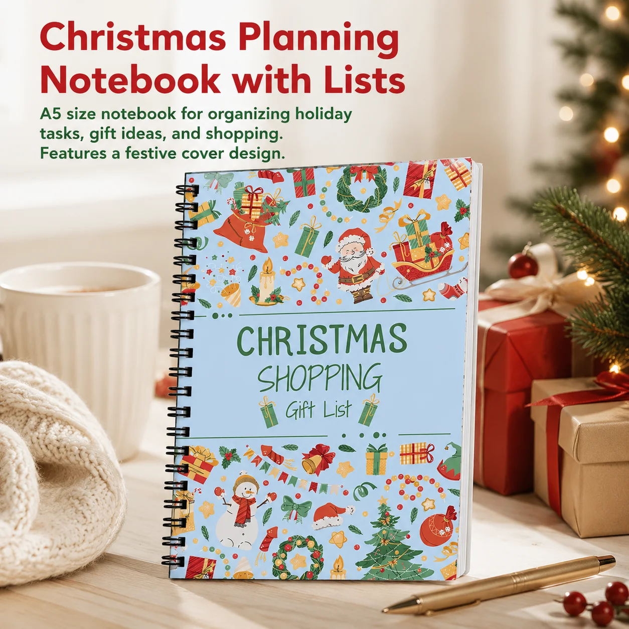 1pc Christmas Shopping List Notebook Portable Paper Holiday Planner Organizer for Family Event Planning Durable Stationery